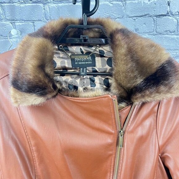 Dennis Basso Madison Avenue Faux Leather Moto Jacket Size 16 - Picture 10 of 13